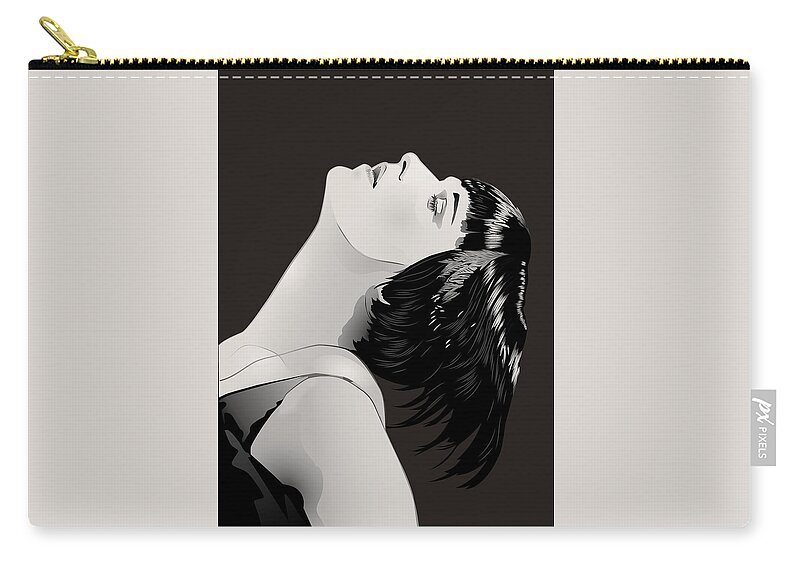 Louise Brooks Official Zip Pouch featuring the digital art Louise Brooks in Berlin - Slate Charcoal by Louise Brooks