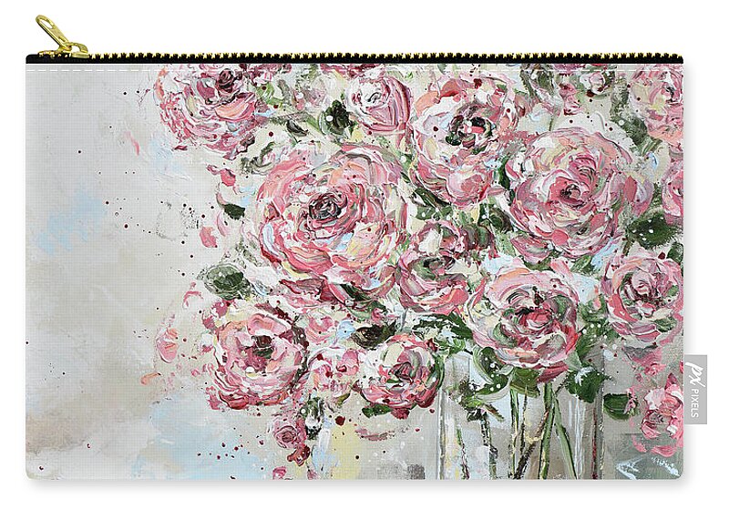 Floral Zip Pouch featuring the painting Love Always by Christine Bell