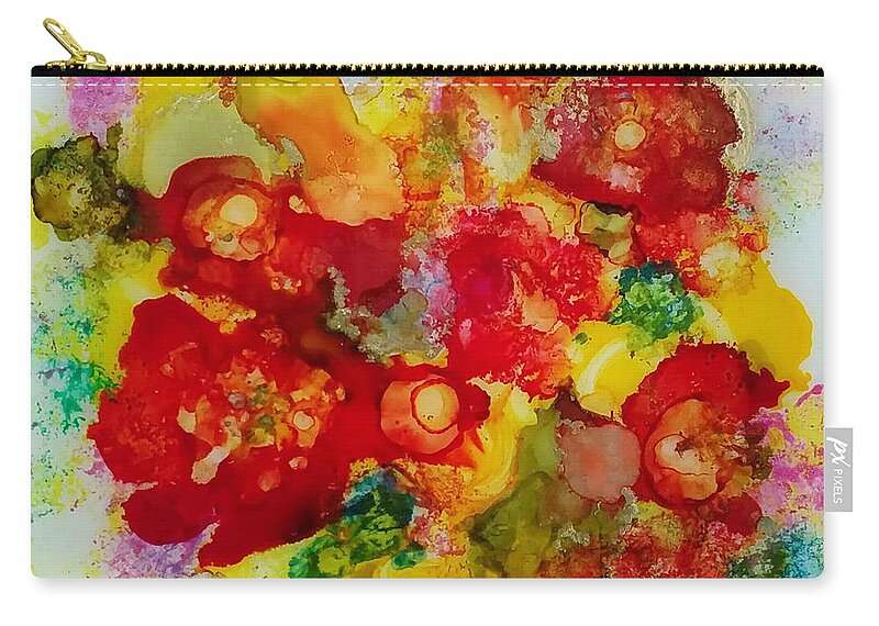 Alcohol Ink Paintings Zip Pouch featuring the painting Love Blooms by Laurie Samara-Schlageter
