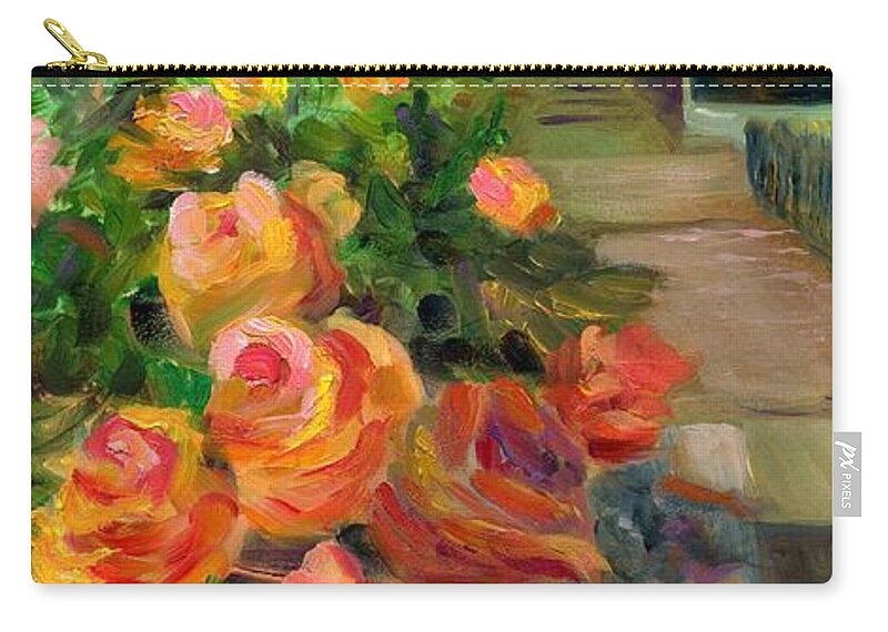 Flower Zip Pouch featuring the painting Love Blooms by Susan Hensel
