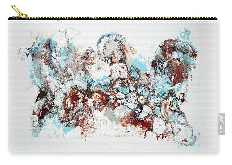 Brown Zip Pouch featuring the painting White Peony by Katrina Nixon