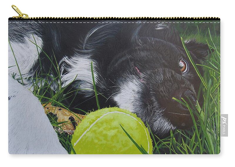 Dog Carry-all Pouch featuring the drawing Love for the Game by Kelly Speros