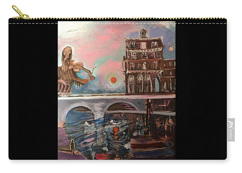Love In The Time Of Plague Zip Pouch featuring the painting Love In The Time Of Plague by Amzie Adams