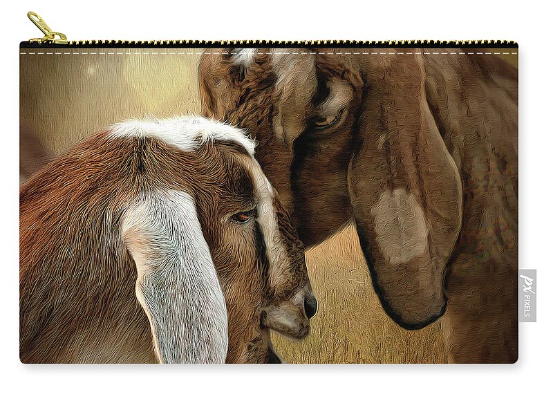 Goats Zip Pouch featuring the digital art Love is in the air by Maggy Pease