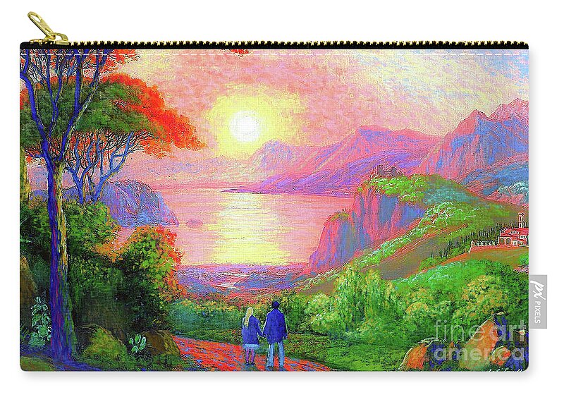 Tree Zip Pouch featuring the painting Love is Sharing the Journey by Jane Small