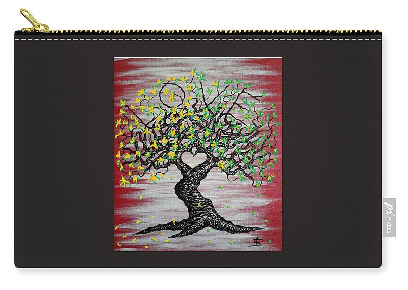 Love Zip Pouch featuring the drawing Love- Love Tree with foliage by Aaron Bombalicki