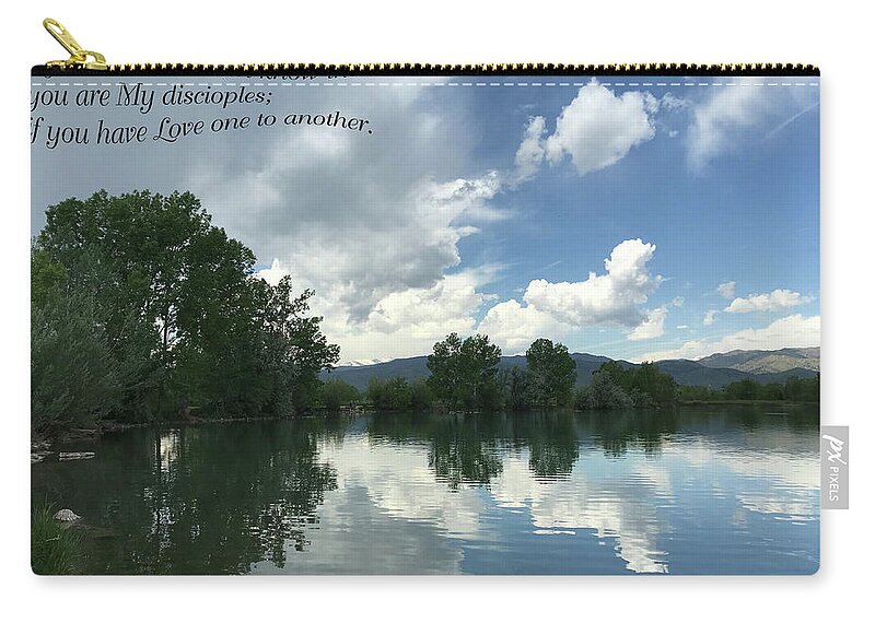  Zip Pouch featuring the mixed media Love one another by Lori Tondini