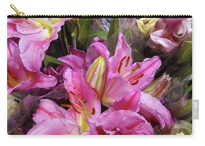 Stargazer Zip Pouch featuring the photograph Love the Lillie's in Darker Pink by Vickie G Buccini