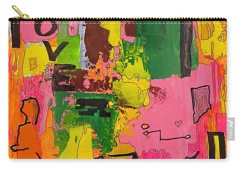  Zip Pouch featuring the mixed media Love with Figure 11145 by Lew Hagood
