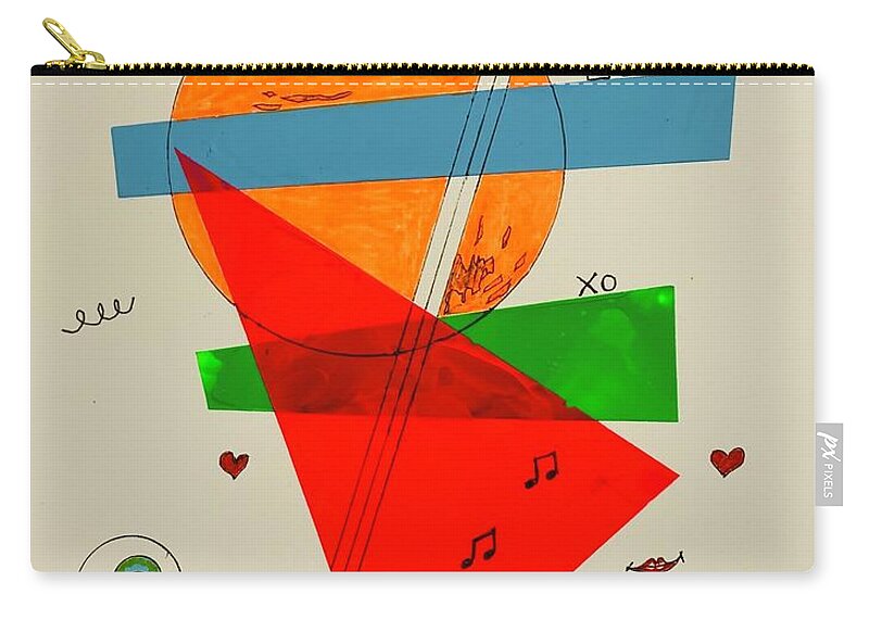  Zip Pouch featuring the mixed media Love xo Green Under Red 111414 by Lew Hagood