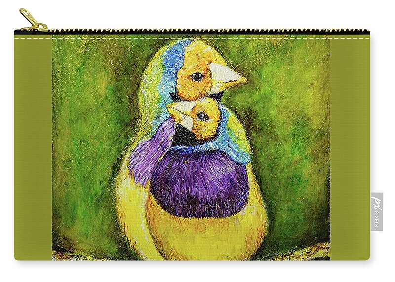 Birds Zip Pouch featuring the painting Lovebirds by Karen Needle