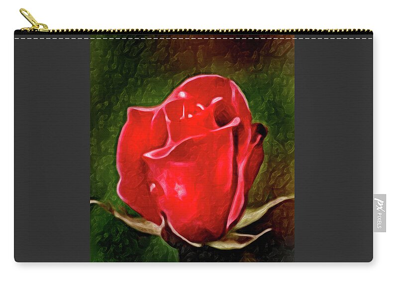 Flower Zip Pouch featuring the photograph Lovely Artistic 2 Red Rose by Don Johnson