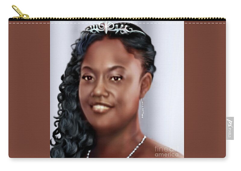 African American Bride Zip Pouch featuring the painting Lovely Trena Up Close and Personal by Reggie Duffie