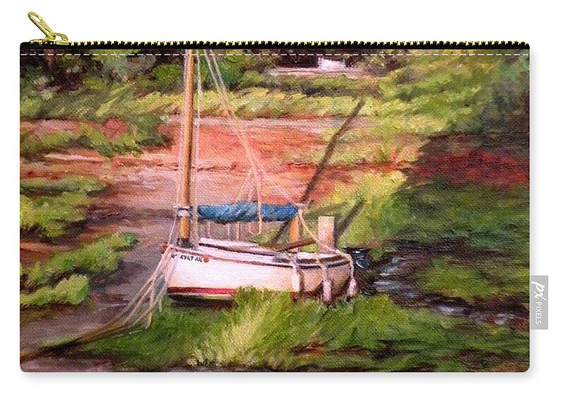 Lanes Cove Zip Pouch featuring the painting Low Tide, Lanes Cove by Eileen Patten Oliver