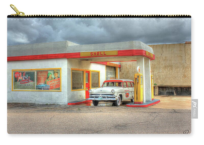 Fine Art Zip Pouch featuring the photograph Lowell Shell Station by Robert Harris