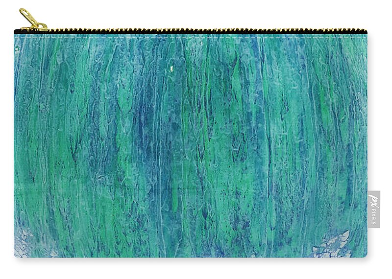 Green Zip Pouch featuring the glass art Lt.green/blue and white bowl by Christopher Schranck