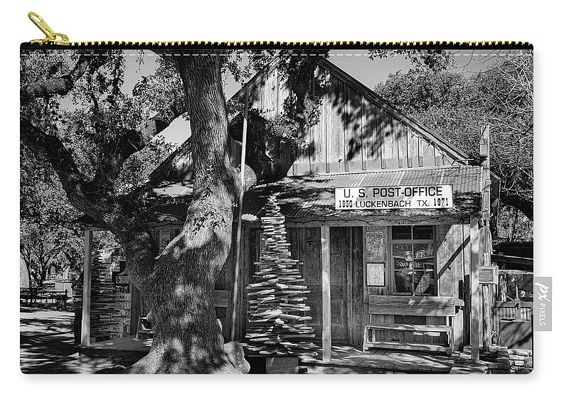 Luckenbach Zip Pouch featuring the photograph Luckenbach Texas Post Office by Mary Lee Dereske