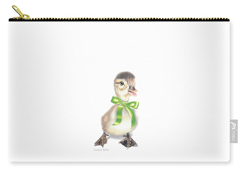 Duckling Carry-all Pouch featuring the drawing Lucky Ducky with Transparent Background by Karrie J Butler