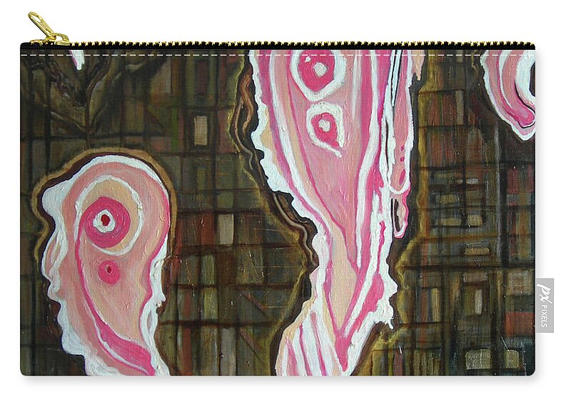 Surreal Zip Pouch featuring the painting Lucky Lady Tipsy Turvy by Yom Tov Blumenthal