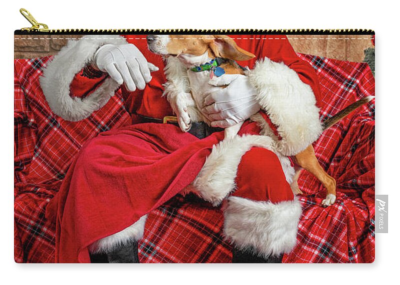 Lucy Zip Pouch featuring the photograph Lucy with Santa 1 by Christopher Holmes