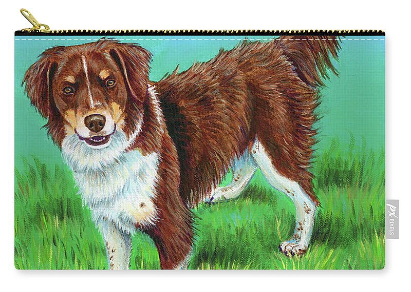 Dog Zip Pouch featuring the painting Luke by Rebecca Wang