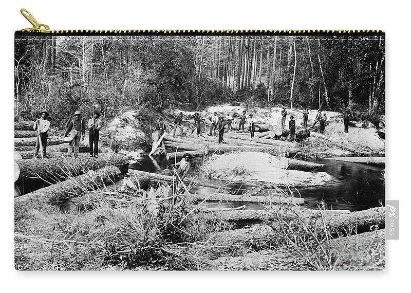 1901 Zip Pouch featuring the photograph Lumbering, 1901 by Granger