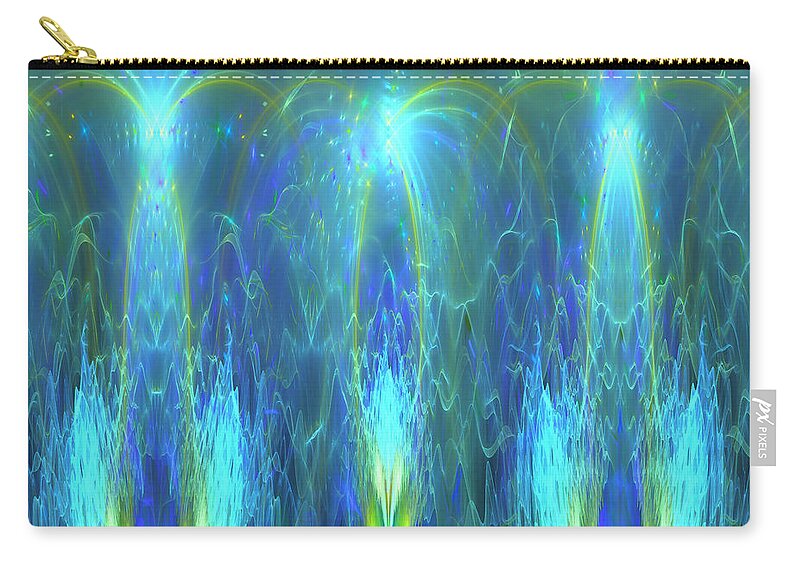 Fractal Zip Pouch featuring the digital art The Fountain by Mary Ann Benoit