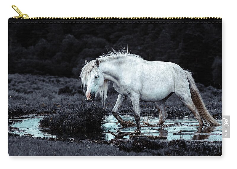 Photographs Zip Pouch featuring the photograph Luna - Horse Art by Lisa Saint