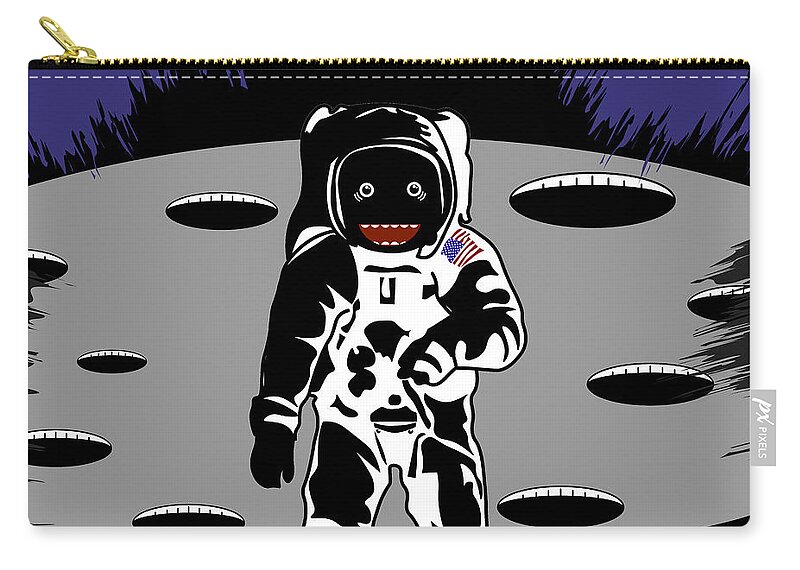 Red Zip Pouch featuring the digital art Lunar Astronaut by Piotr Dulski