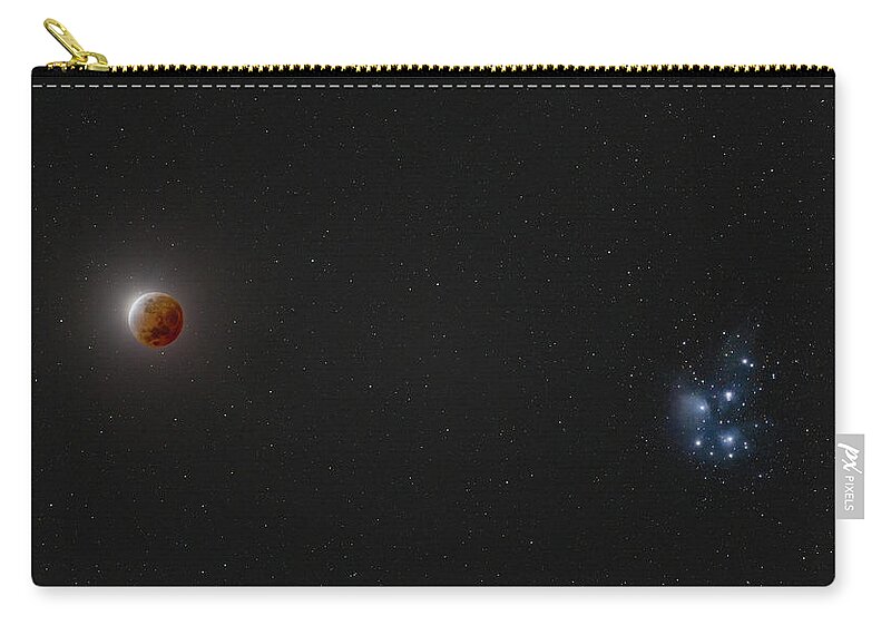 Deep Sky Zip Pouch featuring the photograph Lunar Eclipse and M45 by Grant Twiss
