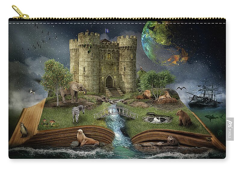 Iceland Carry-all Pouch featuring the digital art Lunar Island by Maggy Pease
