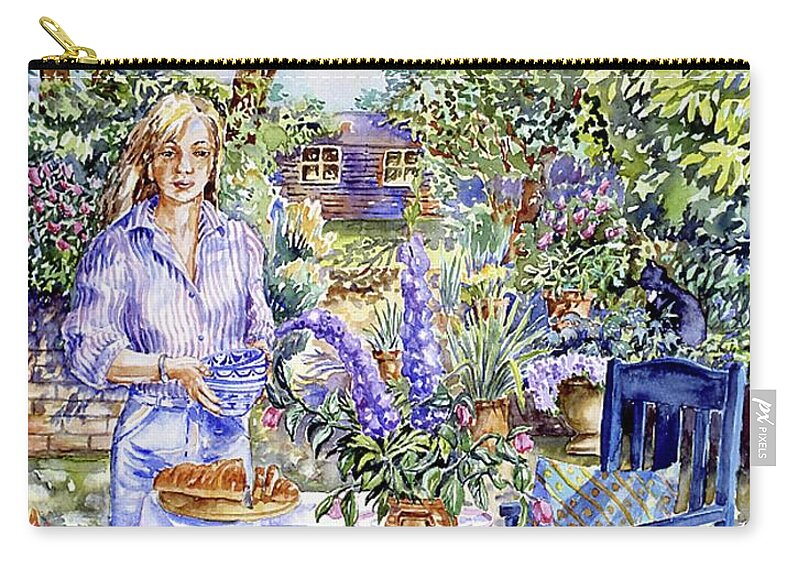Eating Al Fresco Zip Pouch featuring the painting Lunch Outdoors by Trudi Doyle