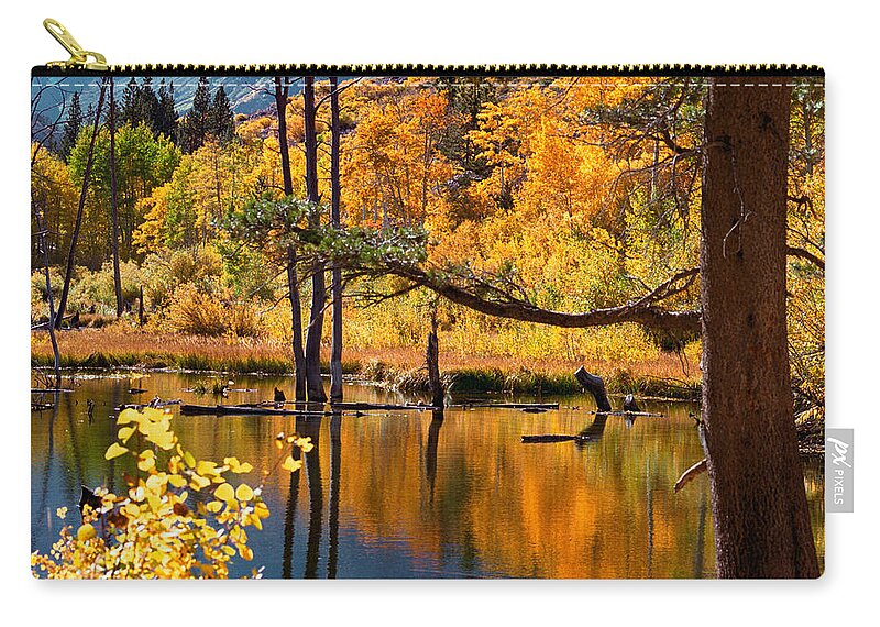 Lundy Lake Zip Pouch featuring the photograph Backyard Fun at Lundy Lake, Beaver Pond, Lee Vining, CA by Bonnie Colgan