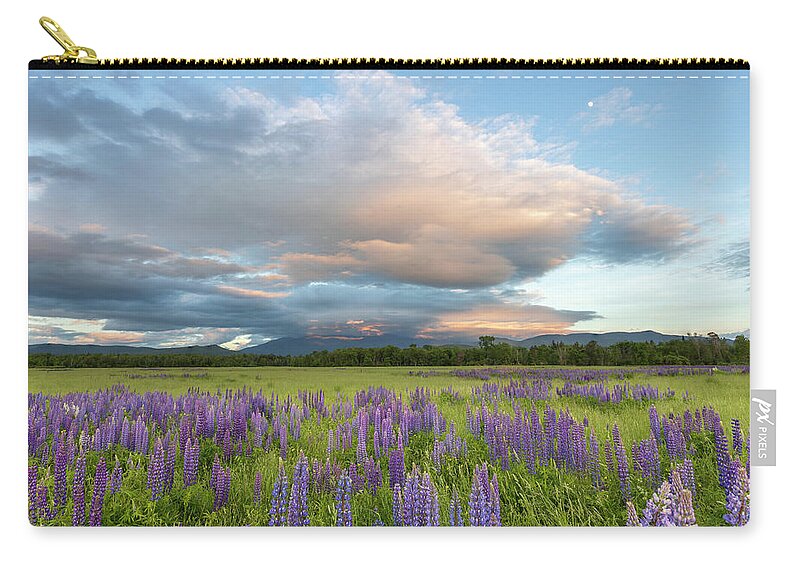 Lupine Zip Pouch featuring the photograph Lupine Sunset Meadows Glow by White Mountain Images