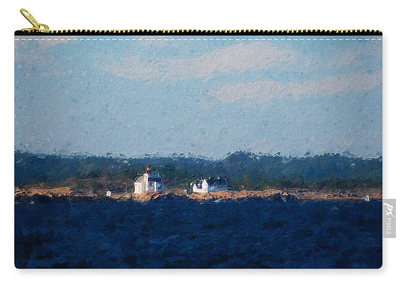 Lighthouse Zip Pouch featuring the digital art Lyngor lighthouse by Geir Rosset