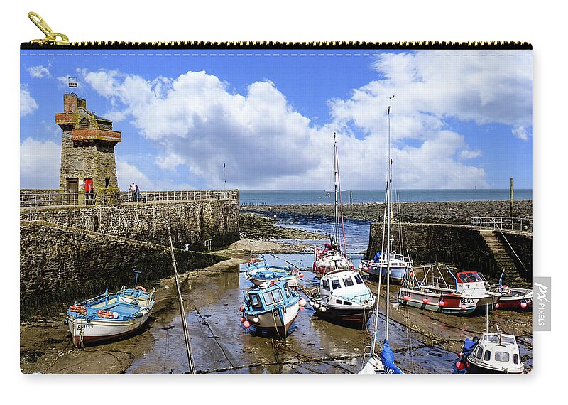 Britain Zip Pouch featuring the photograph Lynmouth harbor in Devon, UK by Chris Smith