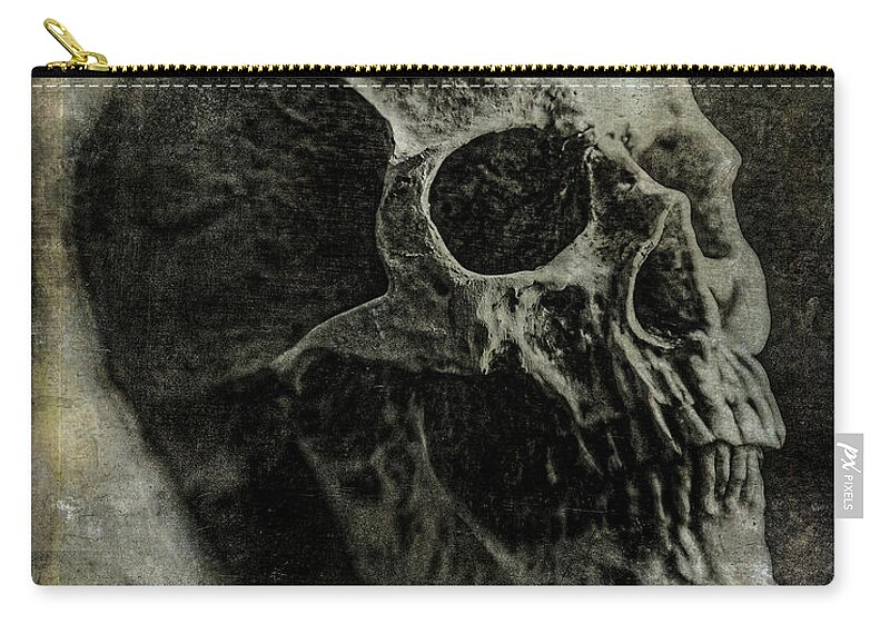Skull Zip Pouch featuring the photograph Macabre Skull 1 by Roseanne Jones