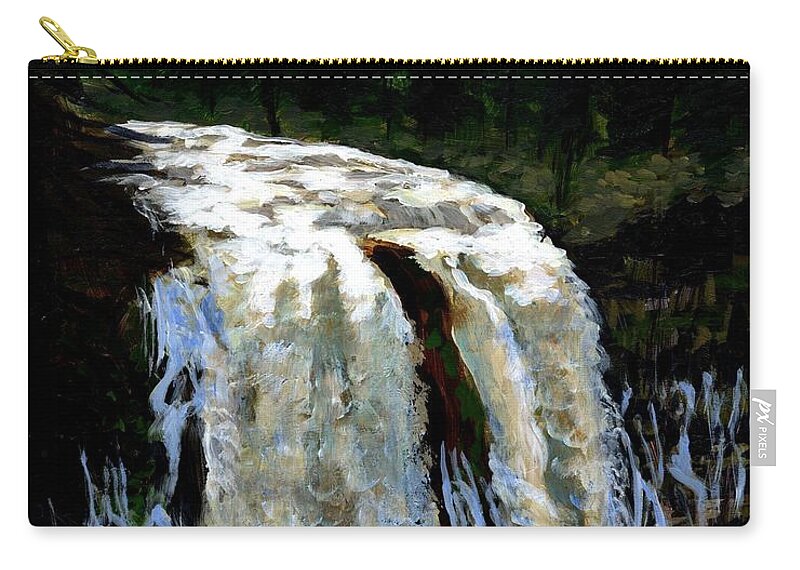 Waterfall Zip Pouch featuring the painting MacArthur-Burney Falls by Alice Leggett