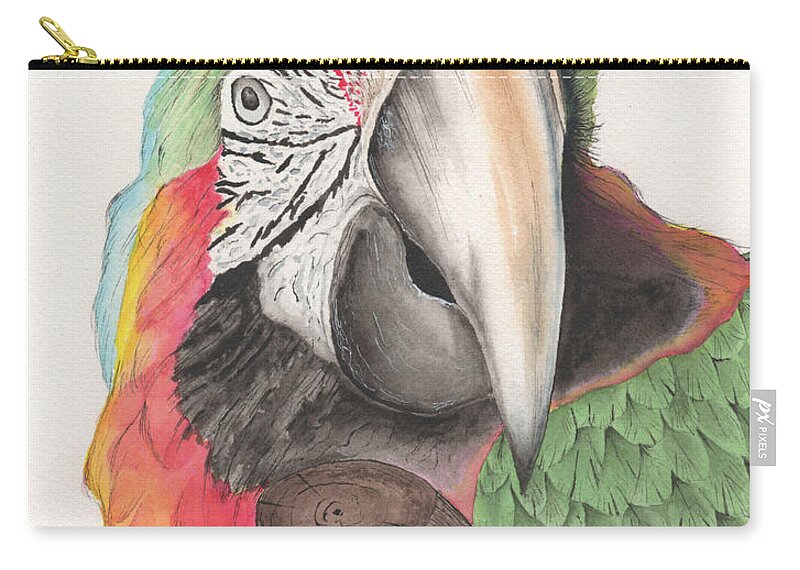 Macaw Zip Pouch featuring the painting Macaw #2 by Bob Labno