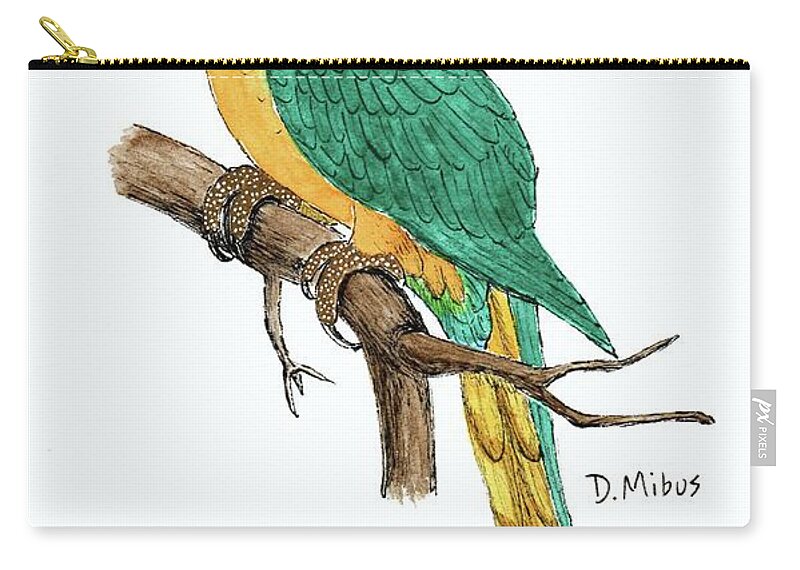 Macaw Carry-all Pouch featuring the painting Macaw Parrot Day 1 Challenge by Donna Mibus