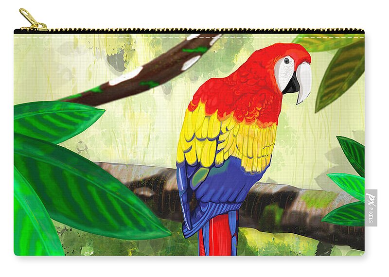 Digital Zip Pouch featuring the digital art Macaw by Rose Lewis