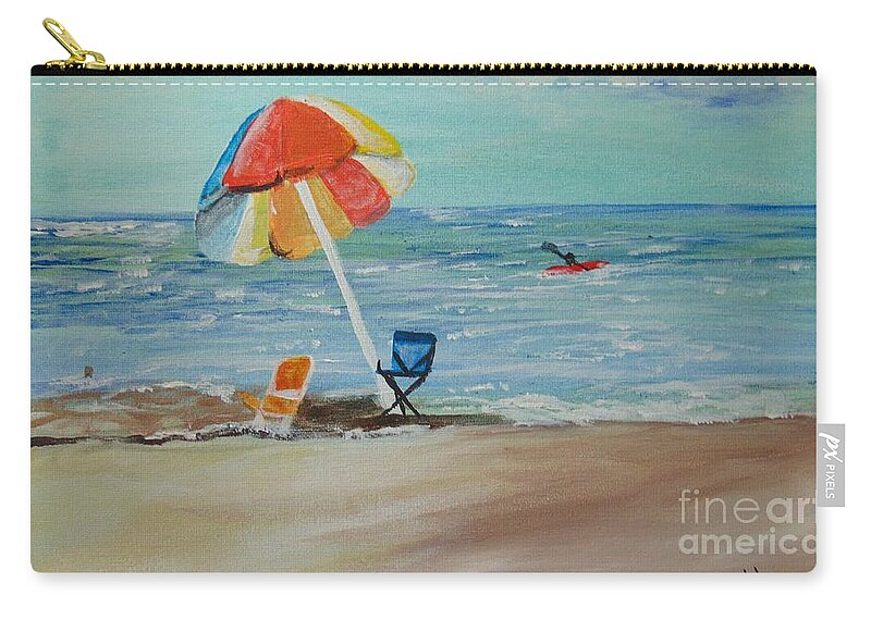 Sand Zip Pouch featuring the painting MacDill Marina by Saundra Johnson