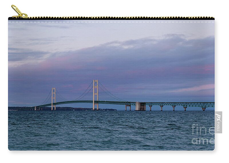 Mighty Mac Carry-all Pouch featuring the photograph Mackinac Bridge Panoramic by Rich S