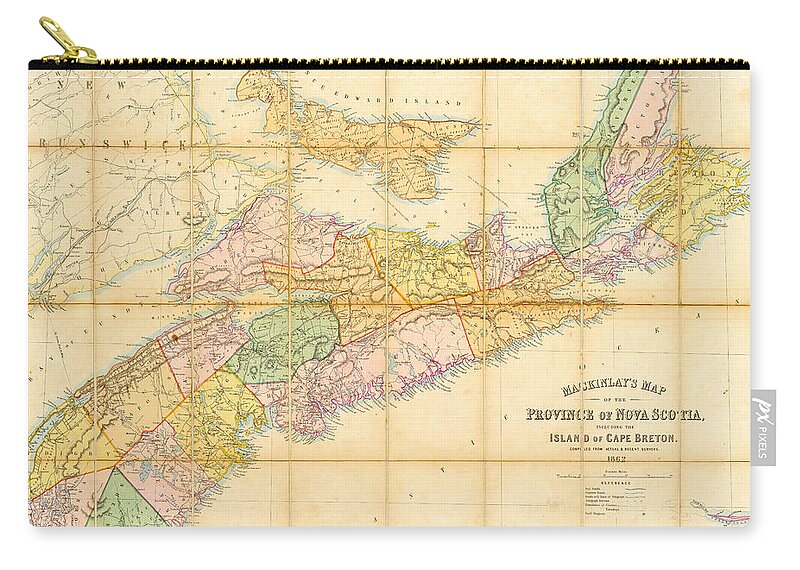 A. And W. Mackinlay Zip Pouch featuring the drawing Mackinlay's map of the Province of Nova Scotia by A and W Mackinlay