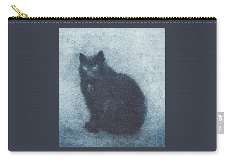 Cat Carry-all Pouch featuring the drawing Madame Escudier - etching - cropped version by David Ladmore