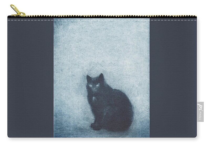 Cat Carry-all Pouch featuring the drawing Madame Escudier - etching by David Ladmore