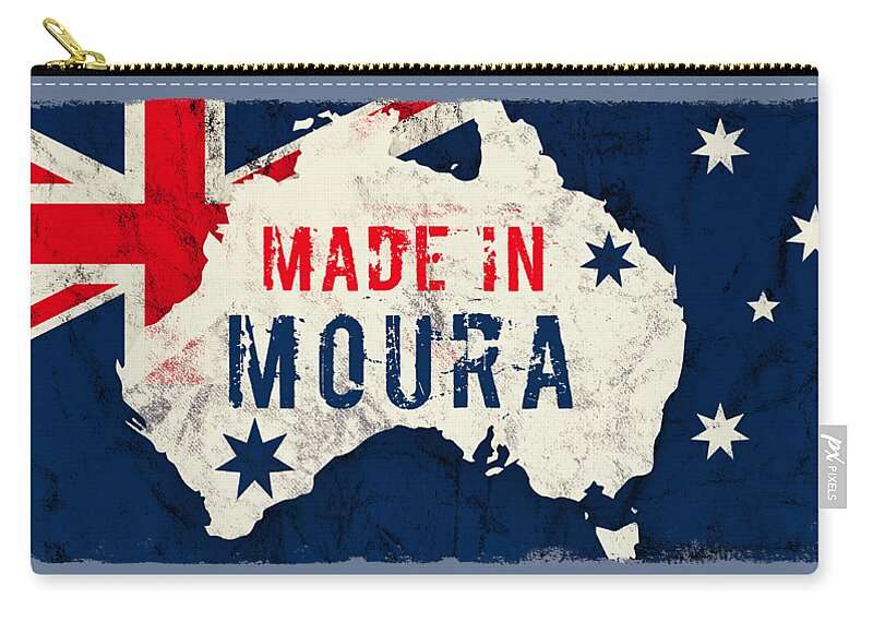 Moura Zip Pouch featuring the digital art Made in Moura, Australia by TintoDesigns