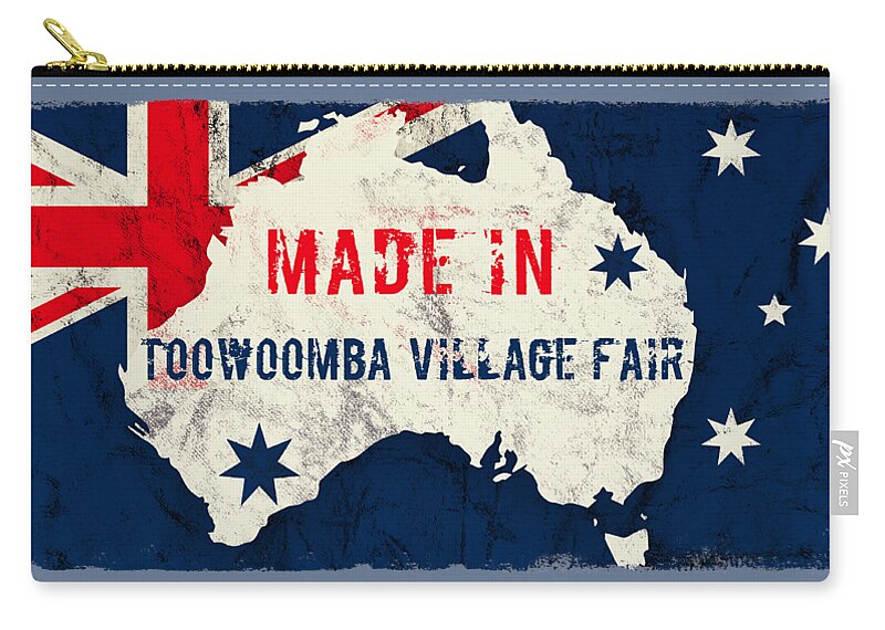 Toowoomba Village Fair Zip Pouch featuring the digital art Made in Toowoomba Village Fair, Australia #toowoombavillagefair by TintoDesigns