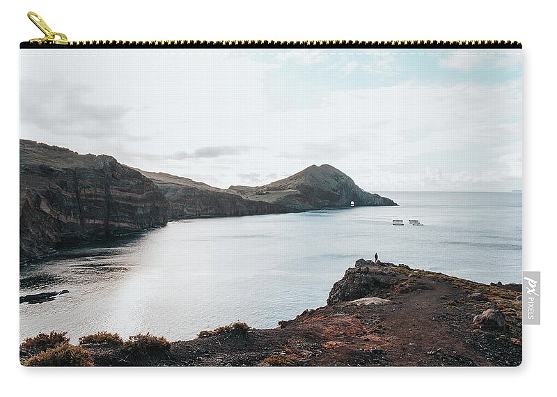 Ponta De Sao Lourenco Zip Pouch featuring the photograph Madeira landscape by Vaclav Sonnek