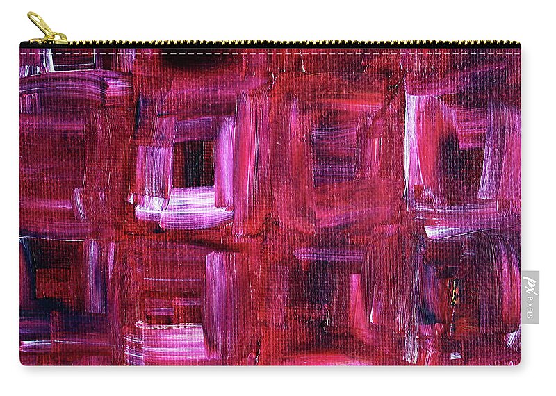 Abstract Zip Pouch featuring the painting Magenta Squares by Winona's Sunshyne